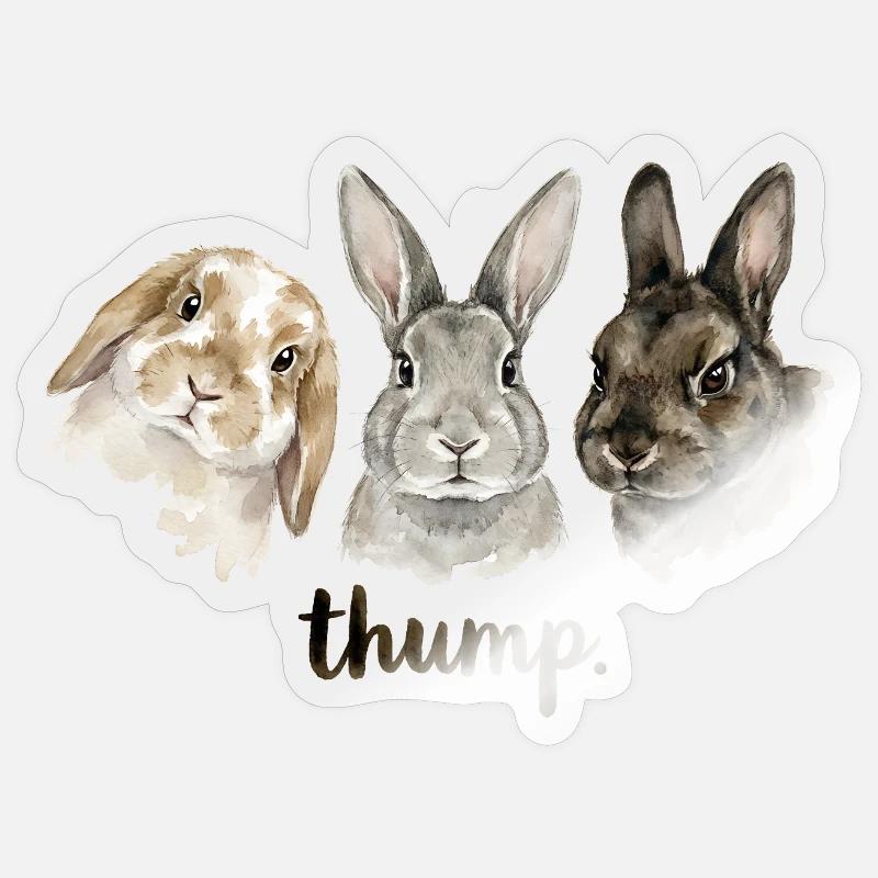 Fun rabbit knocking for rabbit lovers Sticker size S (10 x 10 cm)