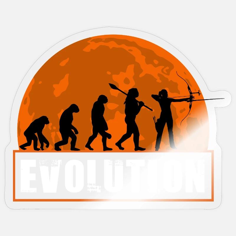 Archery Evolution Hunter Silhouette Retro Vintage Sticker Größe S (10 x 10 cm)