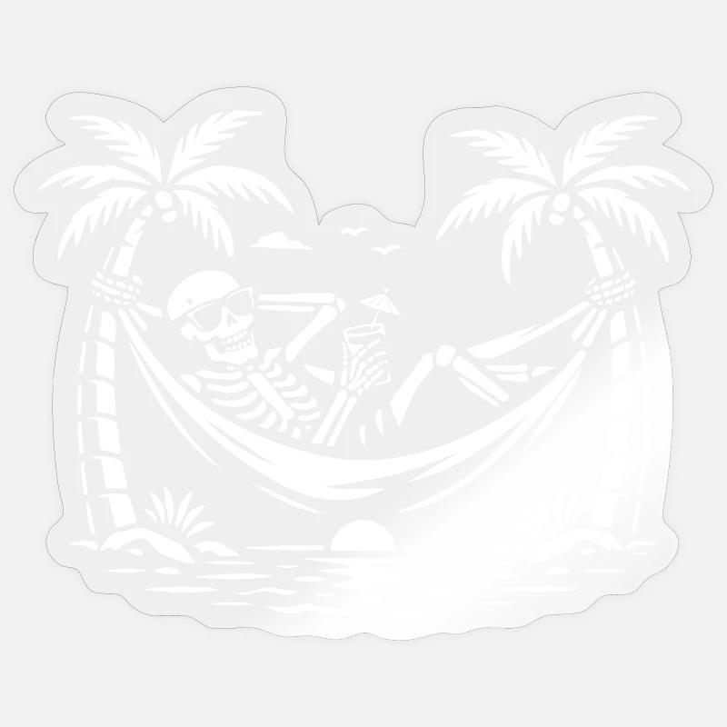 Skelett-Hammock-Paradies Sticker Größe S (10 x 10 cm)