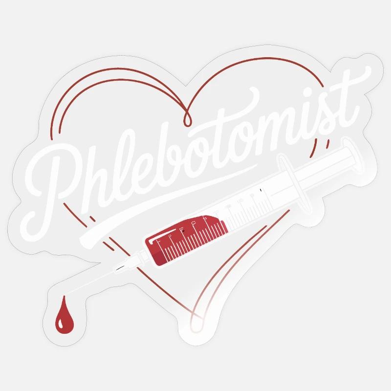 Injection cardiaque de phlébotomiste - Sticker taille S (10 x 10 cm) - brillant transparent