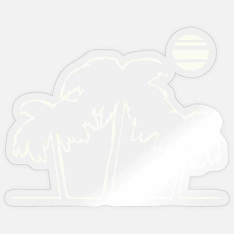 Palmiers tropicaux au coucher du soleil - Sticker taille S (10 x 10 cm) - brillant transparent