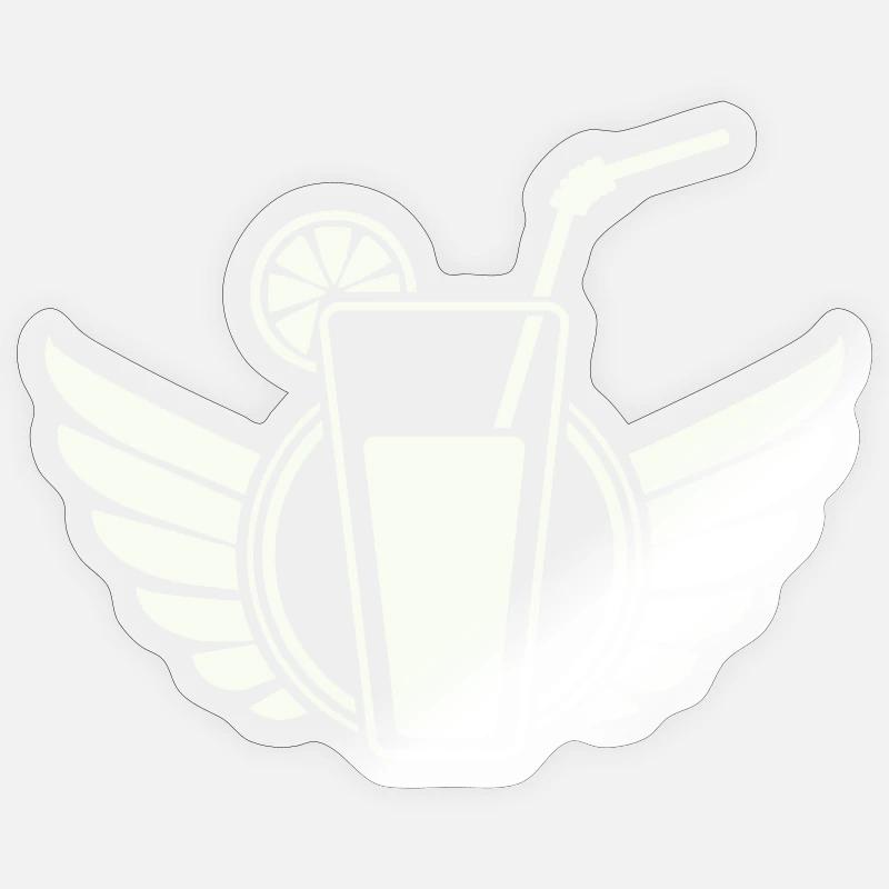 Wing cocktail with lemon slice - Sticker size S (10 x 10 cm) - transparent glossy