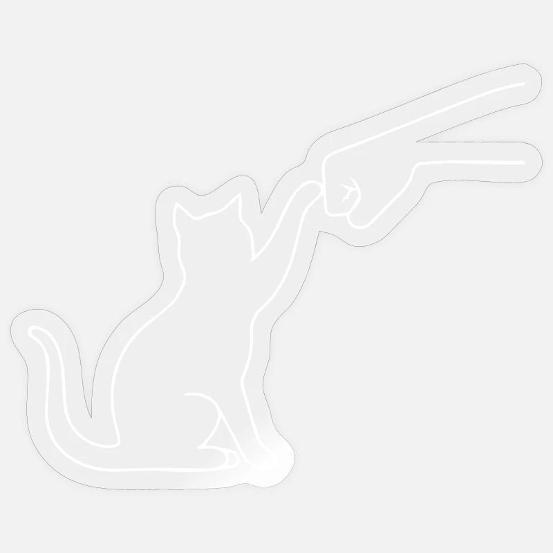 Patte de chat drôle - Sticker taille S (10 x 10 cm) - brillant transparent