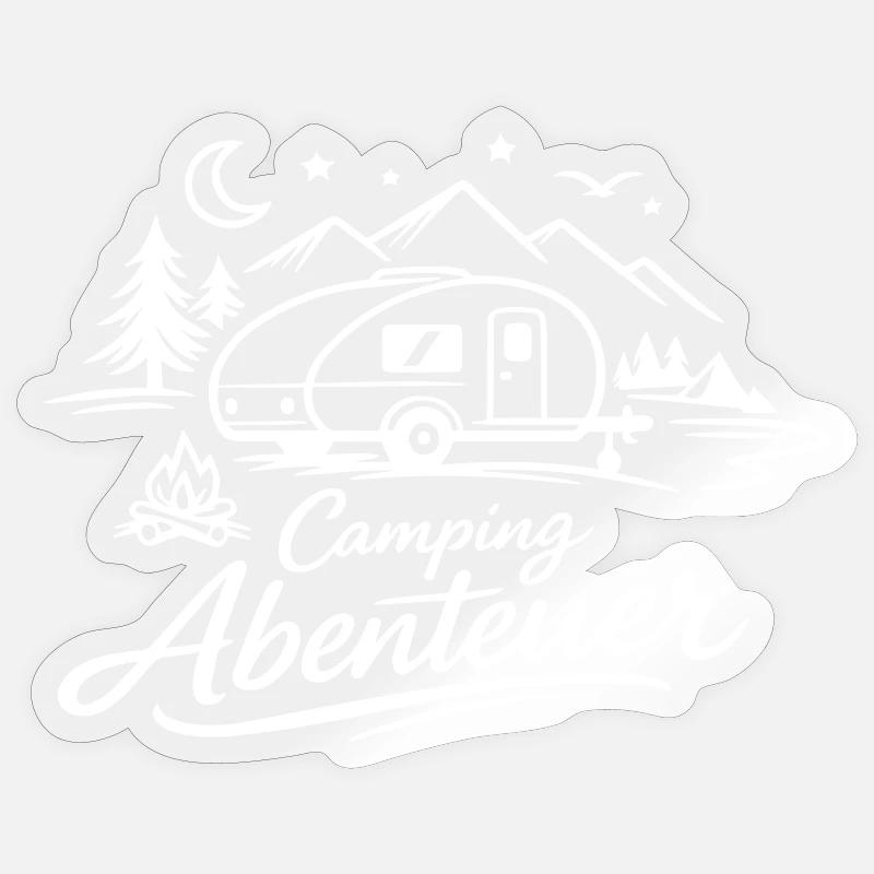 Camping Abenteuer - Sticker Größe S (10 x 10 cm) - Transparent glänzend