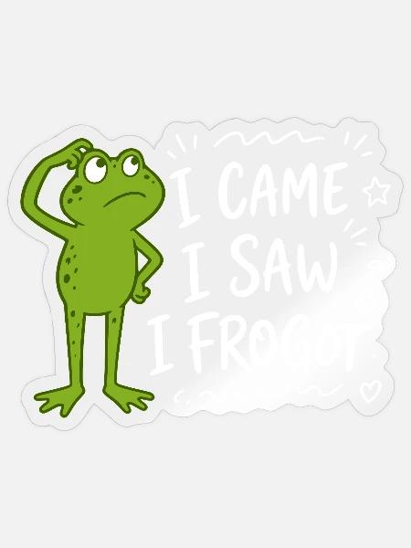 Frosch - I came I saw I frogot - lustige Sprüche - Sticker Größe S (10 x 10 cm) - Transparent glänzend