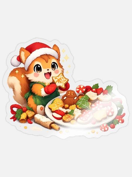 Niedliches Eichhörnchen Mit - Sticker Größe S (10 x 10 cm) - Transparent glänzend