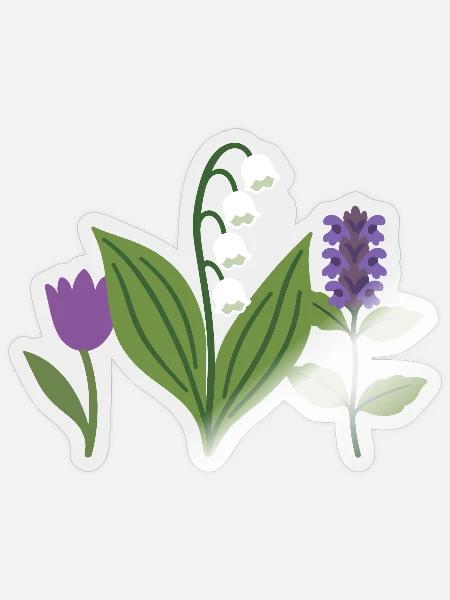 Illustration · Buntes Maiglöckchen · Blumen - Sticker Größe S (10 x 10 cm) - Transparent glänzend