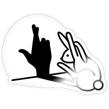 Funny rabbit hand shadow crossing fingers - Sticker size S (10 x 10 cm) - transparent glossy - Front