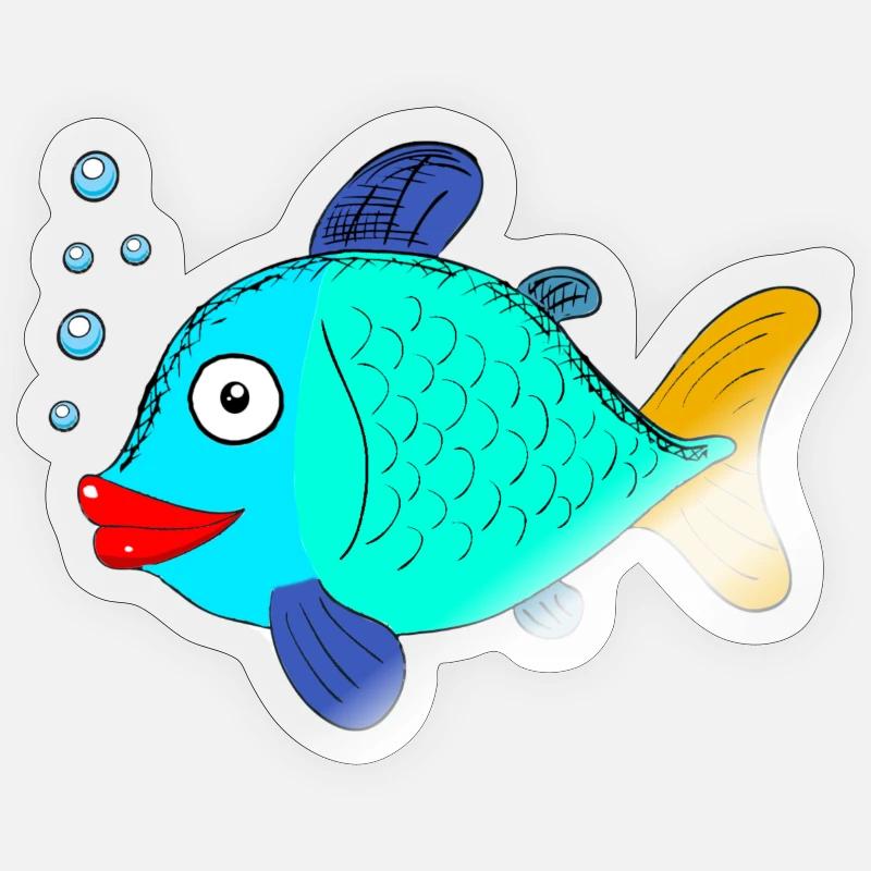 fish with blubber bubbles - Sticker size S (10 x 10 cm) - transparent glossy