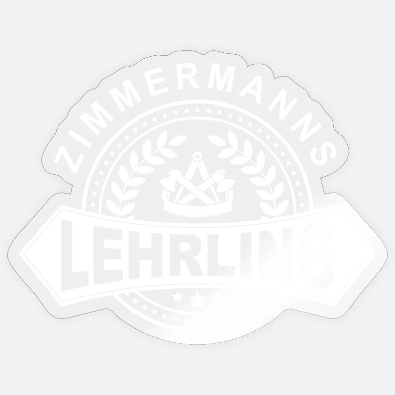 Zimmermanns Lehrling Lorbeerkranz mit Zunftzeichen - Sticker Größe S (10 x 10 cm) - Transparent glänzend