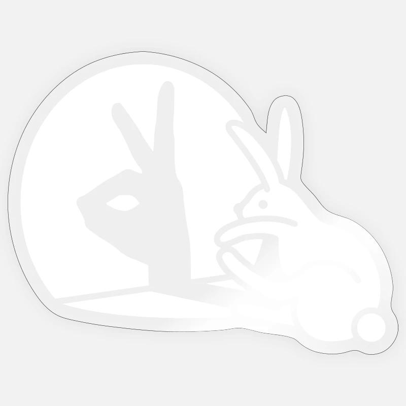 Funny Rabbit Hand Shadow Projection Rabbit - Sticker size S (10 x 10 cm) - transparent glossy