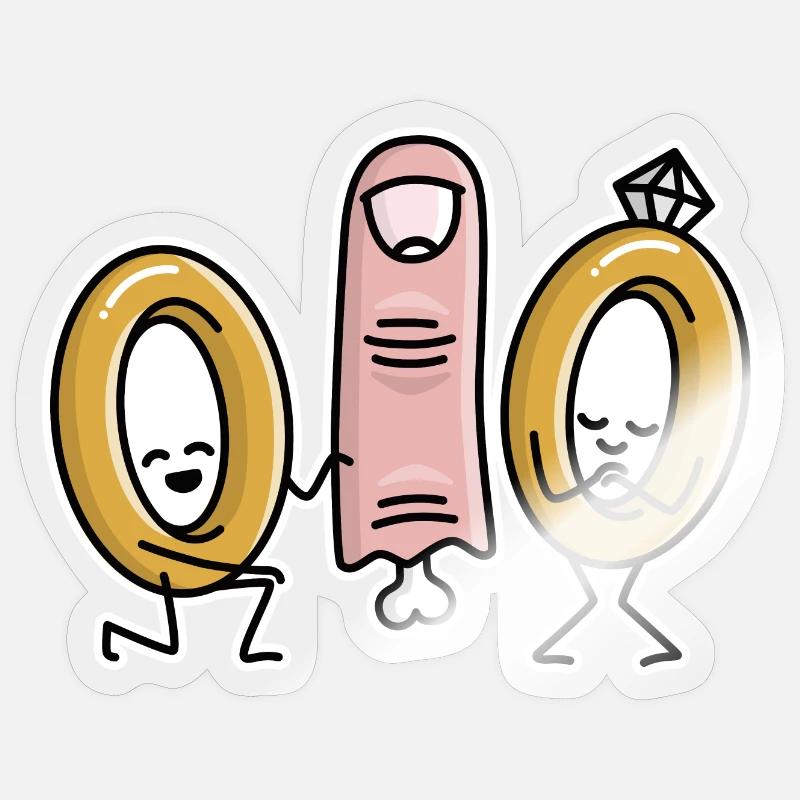 Drôle de mariage Demande en mariage Bagues de mariage Bague De Fiançailles - Sticker taille S (10 x 10 cm) - brillant transparent
