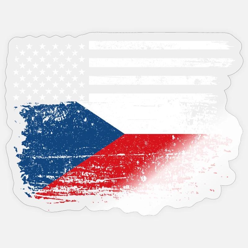 Drapeau Fusion US Tchèque - Sticker taille S (10 x 10 cm) - brillant transparent