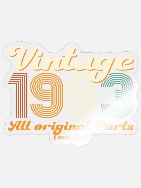 Cadeau original vintage 1983 39ème anniversaire - Sticker taille S (10 x 10 cm) - brillant transparent
