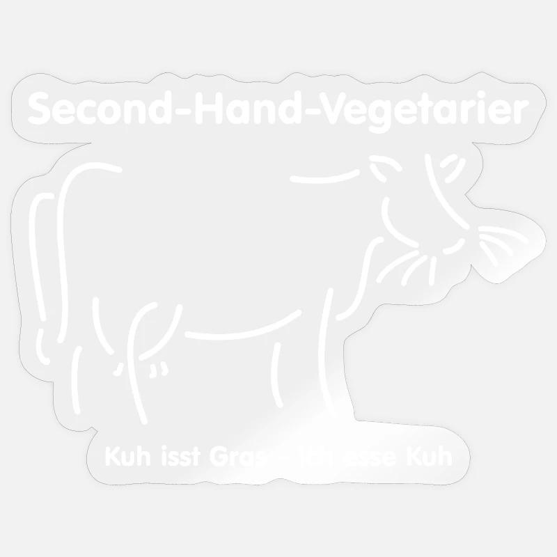 Second Hand Vegetarier Kuh isst Gras ich esse Kuh Sticker Größe S (10 x 10 cm)