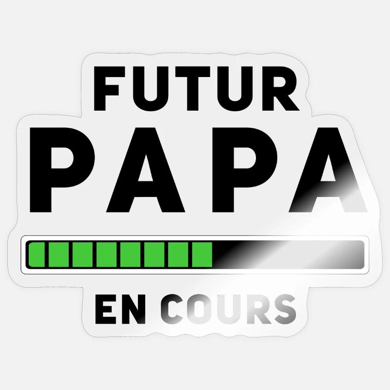 Futur Papa en cours - Sticker taille S (10 x 10 cm) - brillant transparent