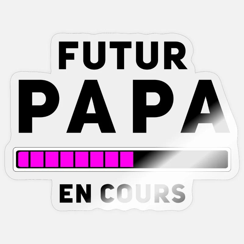 Futur Papa en cours - Sticker taille S (10 x 10 cm) - brillant transparent