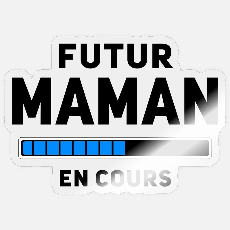 Futur Maman en cours - Sticker taille S (10 x 10 cm) - brillant transparent