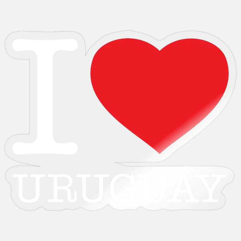 J’AIME L’URUGUAY - Sticker taille S (10 x 10 cm) - brillant transparent