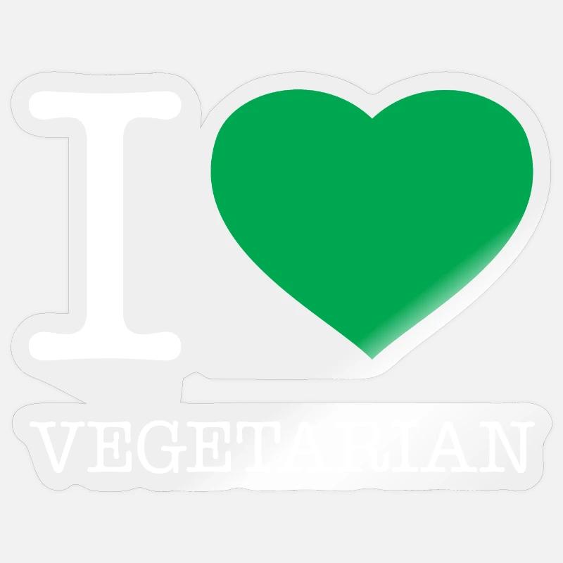 J’ADORE LE VÉGÉTARISME - Sticker taille S (10 x 10 cm) - brillant transparent