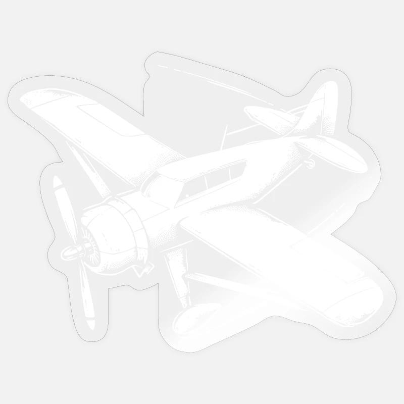 Propeller Plane Drawing Sticker size S (10 x 10 cm)