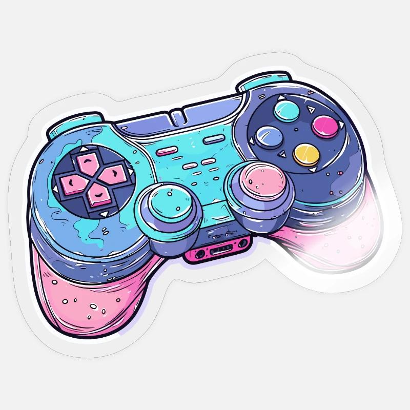 Graphismes de manette de jeu - Sticker taille S (10 x 10 cm) - brillant transparent
