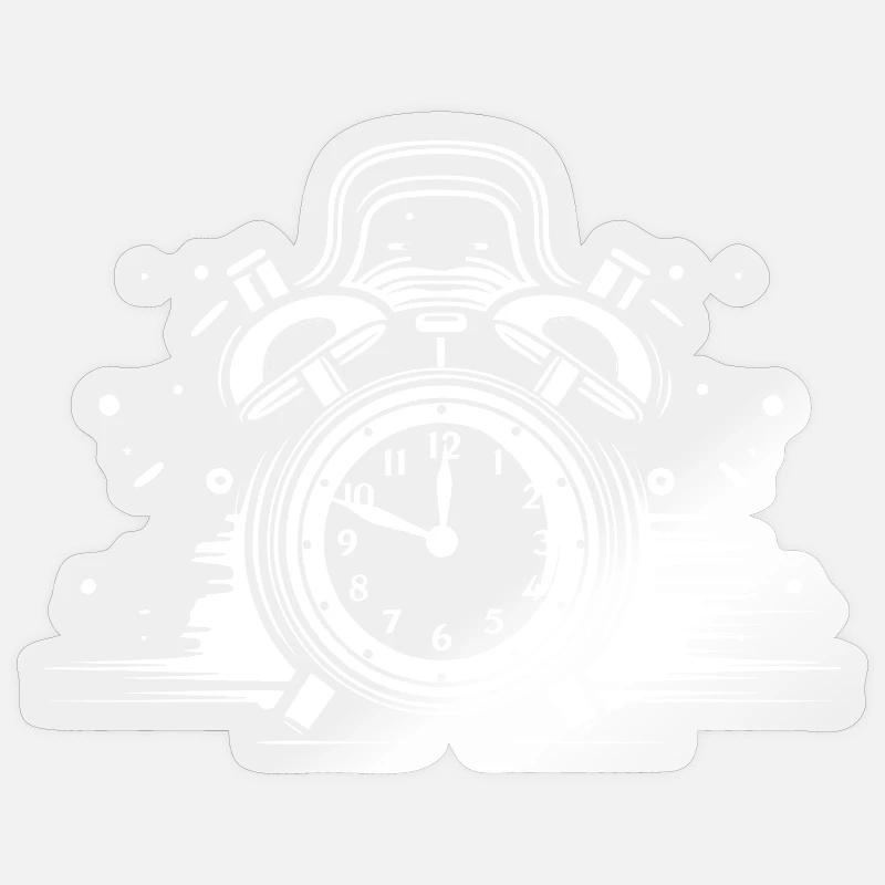 Alarm Clock Drawing - Sticker size S (10 x 10 cm) - transparent glossy