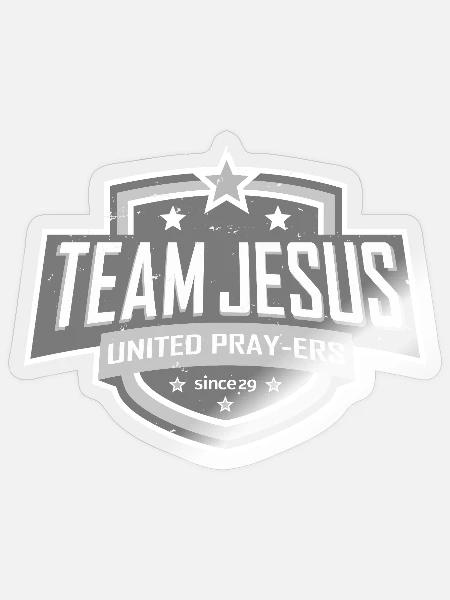 TEAM JESUS UNITED PRAY-ERS grau weiß christlich - Sticker Größe S (10 x 10 cm) - Transparent glänzend