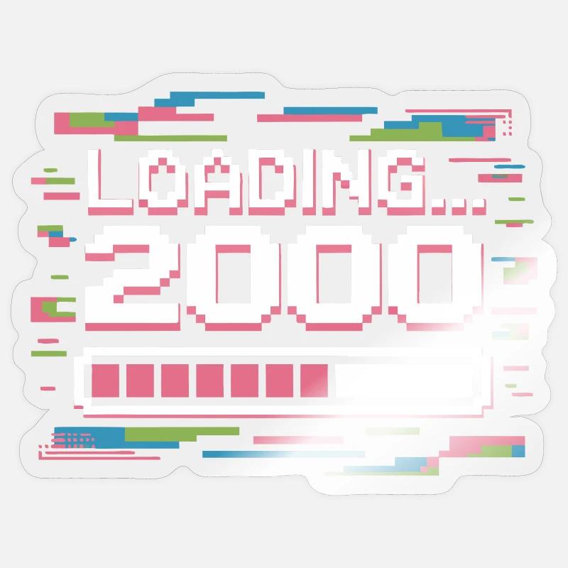 Pixel Retro Design Loading 2000 - Sticker Größe S (10 x 10 cm) - Transparent glänzend