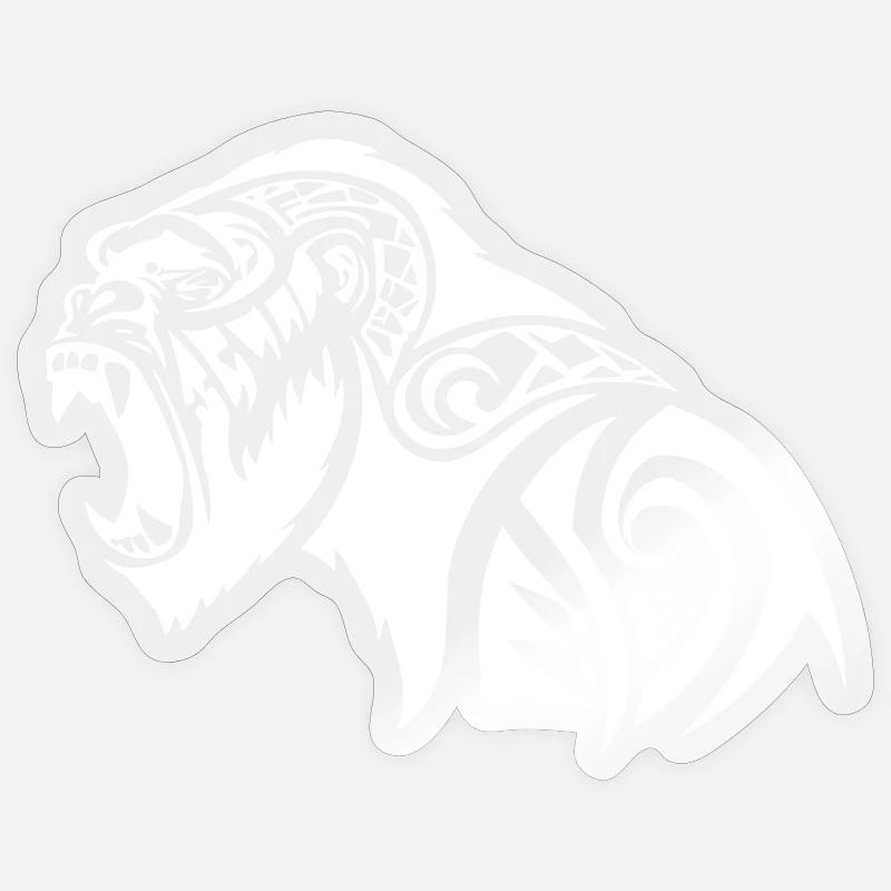 Gorille Tribal Silverback Beast - Sticker taille S (10 x 10 cm) - brillant transparent