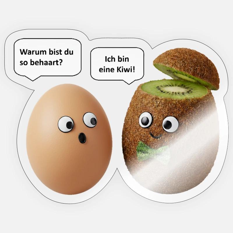 Kiwi and Egg Comedy Design Sticker size S (10 x 10 cm)