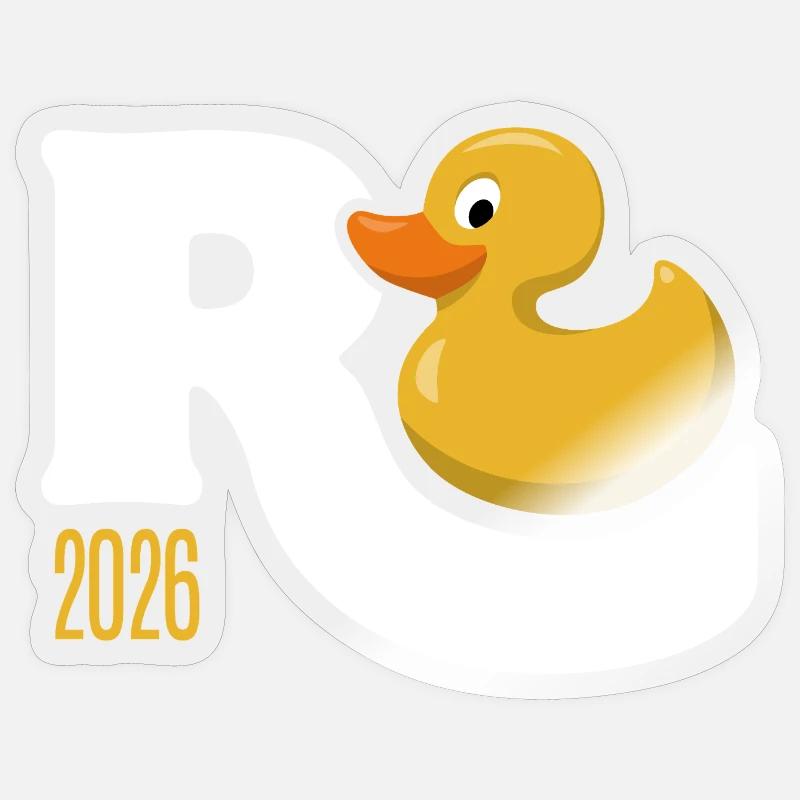 Gummiente Rente 2026 - Ruhestand - Pension - Sticker Größe S (10 x 10 cm) - Transparent glänzend