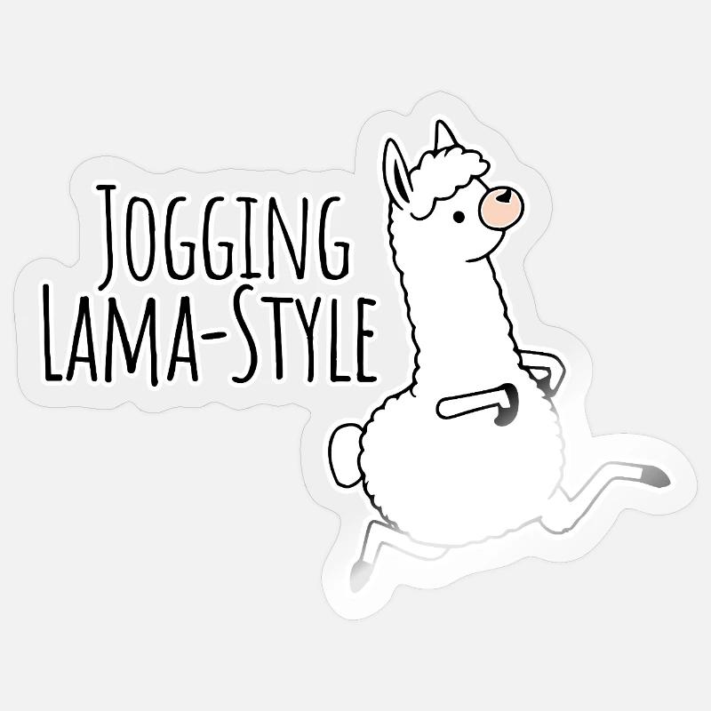 Jogging - style lama ! Idiot mais rapide ! - Sticker taille S (10 x 10 cm) - brillant transparent