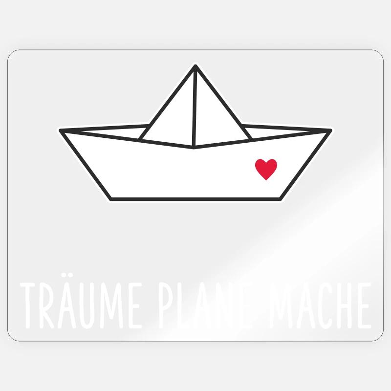Träume Plane Mache Boot Herz - Sticker Größe S (10 x 10 cm) - Transparent glänzend