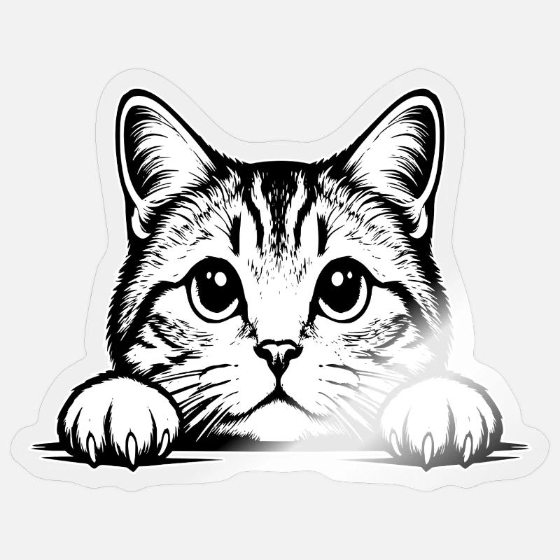 Chat Straigh écossais - Sticker taille S (10 x 10 cm) - brillant transparent