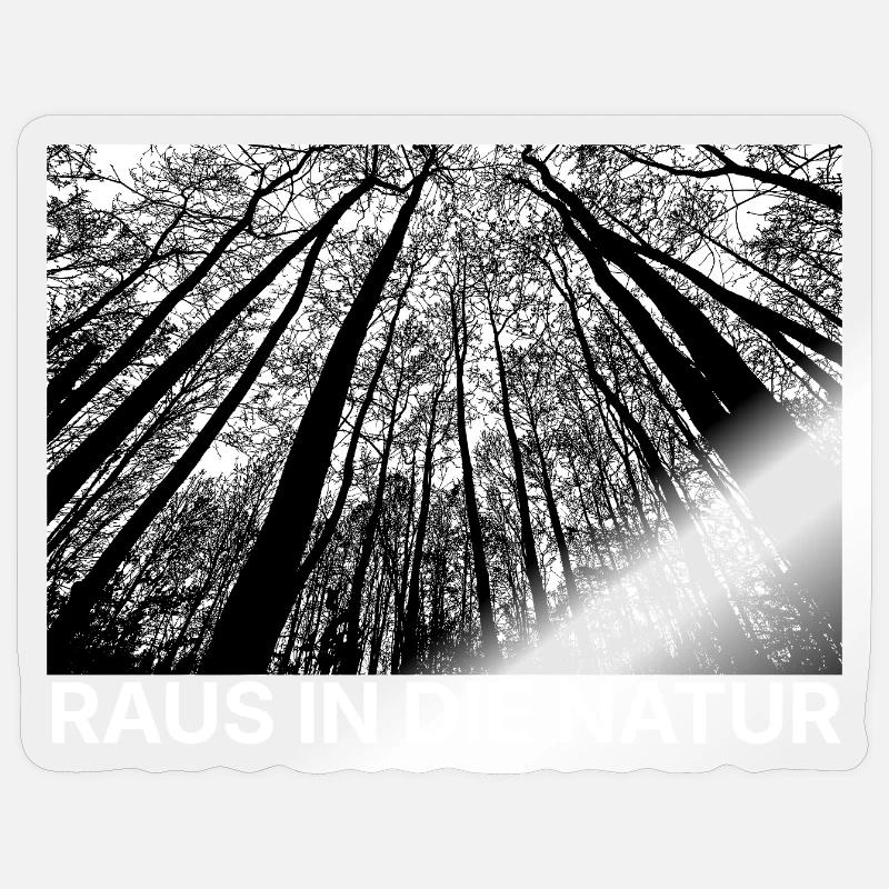 Forest perspective black and white Sticker size S (10 x 10 cm)