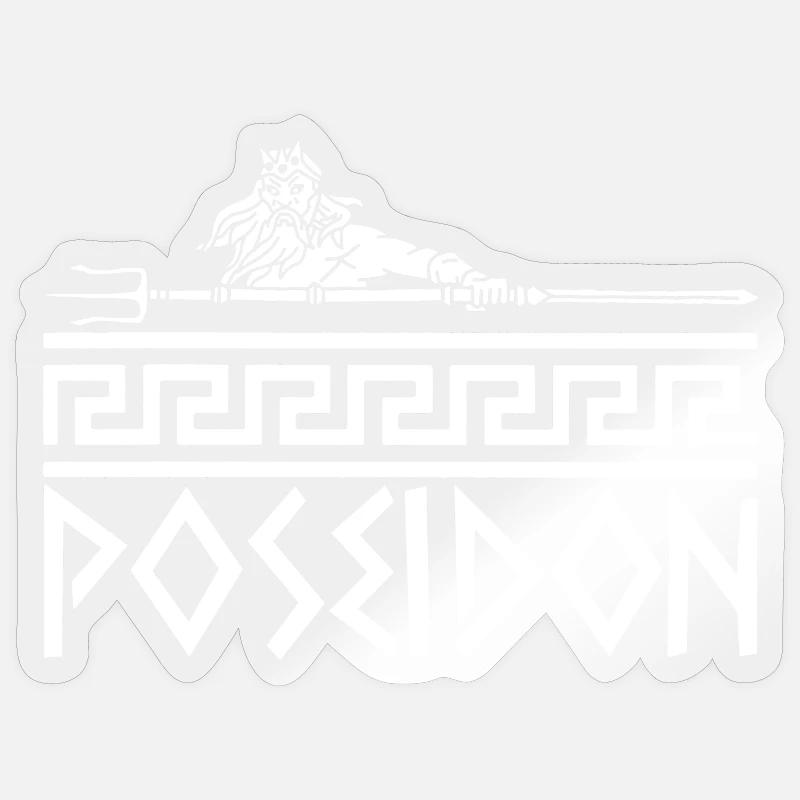 Griechischer Meeresgott (Weiß) - Sticker Größe S (10 x 10 cm) - Transparent glänzend