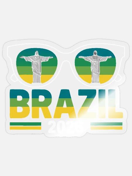Brasilien 2026 Christusstatue Sonnenbrille - Sticker Größe S (10 x 10 cm) - Transparent glänzend