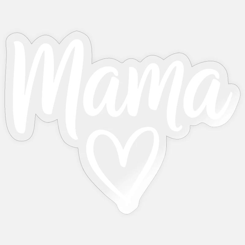 Mama Heart Script Logo - Sticker Größe S (10 x 10 cm) - Transparent glänzend