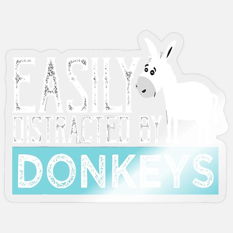 Facilement distrait par les ânes - Sticker taille S (10 x 10 cm) - brillant transparent
