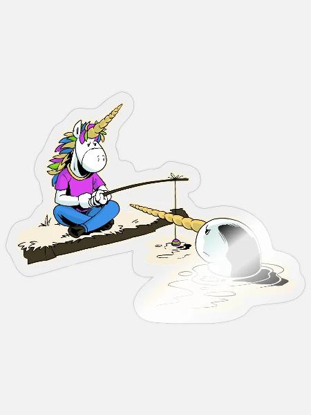 Einhorn und Narwal - Sticker Größe S (10 x 10 cm) - Transparent glänzend
