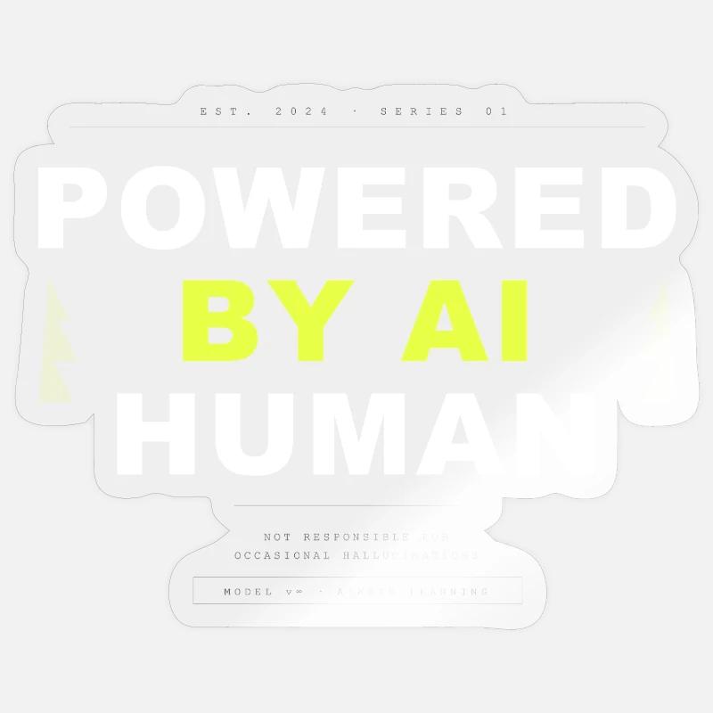 POWERED BY AI / HUMAN - Sticker taille S (10 x 10 cm) - brillant transparent