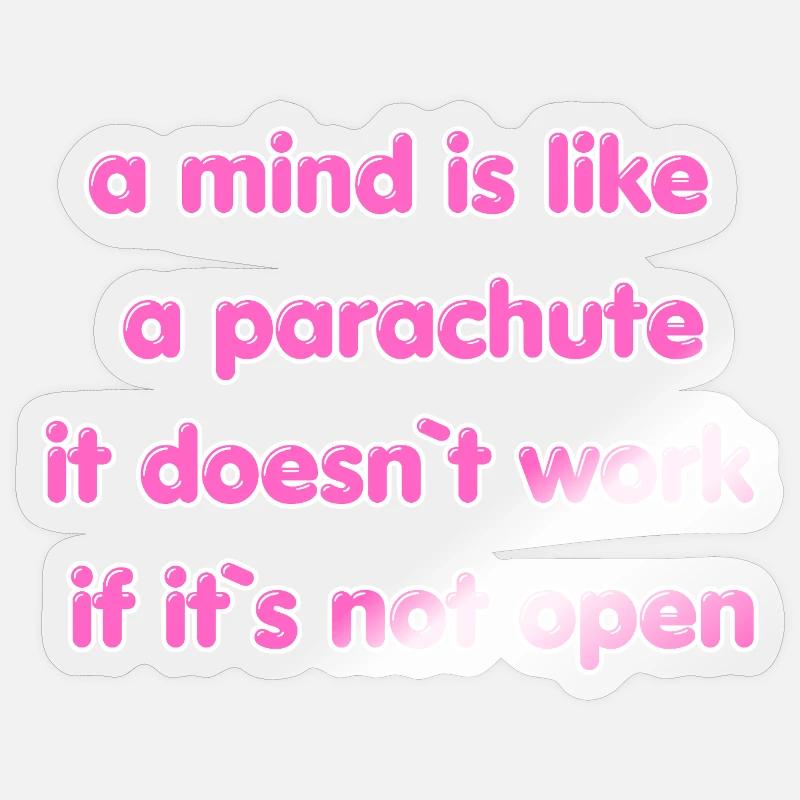 Open Mind Parachute Quote - Sticker size S (10 x 10 cm) - transparent glossy