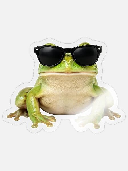 Cooler Frosch mit Sonnenbrille - Sticker Größe S (10 x 10 cm) - Transparent glänzend