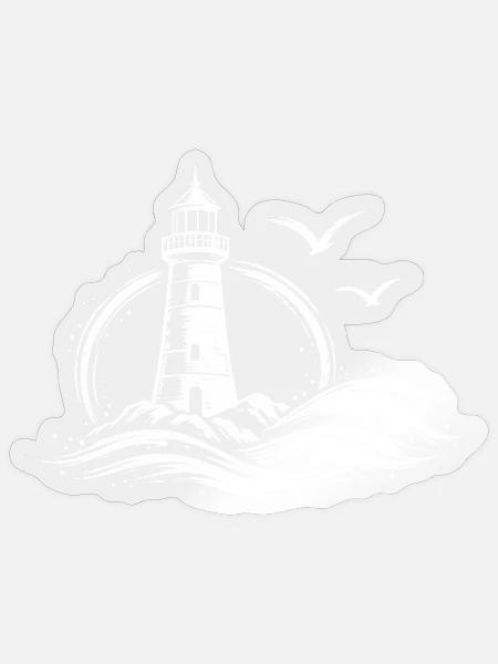 Leuchtturm über tosenden Wellen - Sticker Größe S (10 x 10 cm) - Transparent glänzend