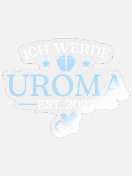 Werdende Uroma 2027 Schwangerschaftsankündigung - Sticker Größe S (10 x 10 cm) - Transparent glänzend