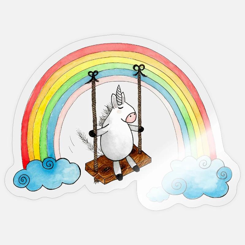 Chalouper Licorne - Sticker taille S (10 x 10 cm) - brillant transparent