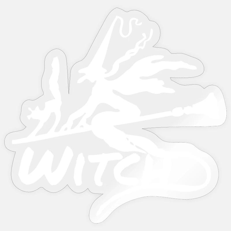 Fliegende Hexe - Sticker Größe S (10 x 10 cm) - Transparent glänzend
