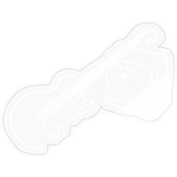 E Gitarre weiss - Sticker Größe S (10 x 10 cm) - Transparent glänzend - Vorne