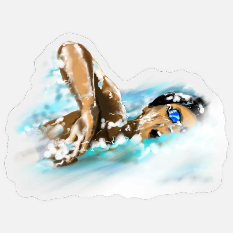 Schwimmer - Sticker Größe S (10 x 10 cm) - Transparent glänzend